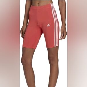 NWT Adidas Essentials 3-Stripe Bike Shorts - Semiturbo (Coral) - XS